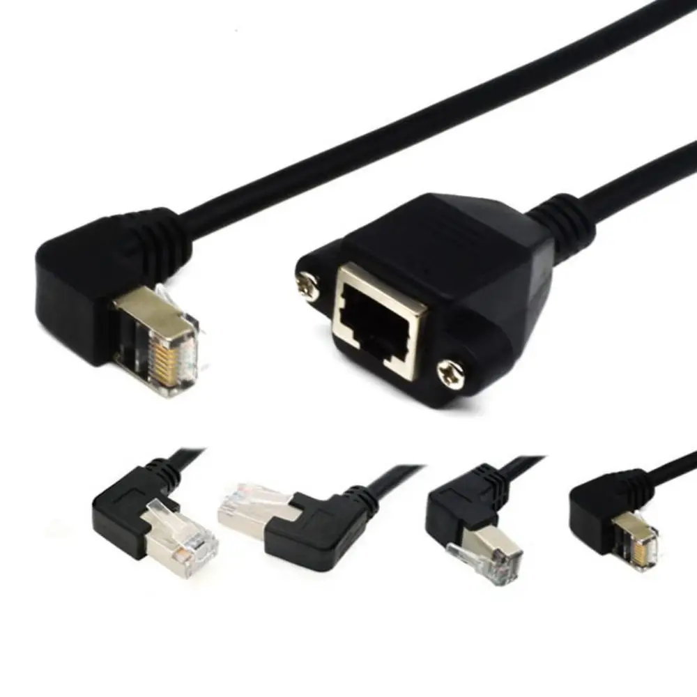 

Holes LAN Network RJ45 Screw Panel 90 Degree Right Angle Ethernet LAN Cord Panel Mount Extension Cable Network Wire RJ45 Cable