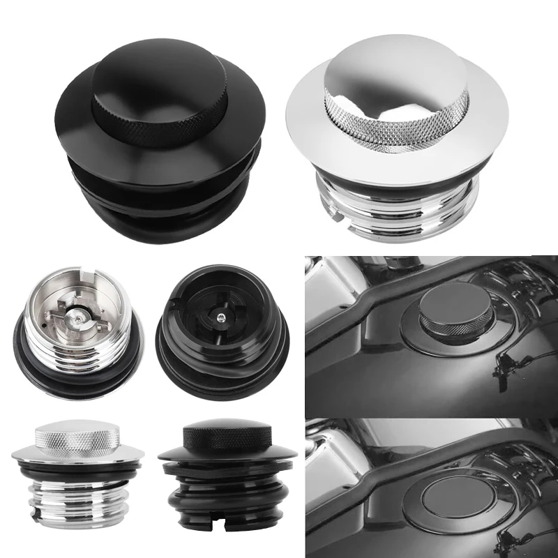 Motorcycle Chrome Black CNC Flush Oil Fuel Tank Cap for Harley Sportster XL883 XL1200 Dyna FXD Softial Fat Boy Moto Accessories