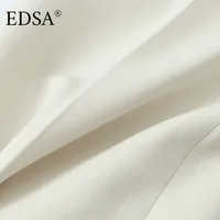 EDSA Women Beige Pants Set O-Neck Blazer Jacket Office Lady High Waist Fitted Flared Long Trousers Female Suits - Image 6