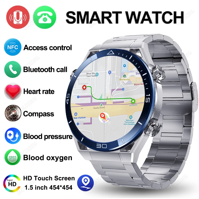 

New 454*454Screen ECG Smart Watch Men Always Display The Time Bluetooth Call Watch GPS Route Tracking Smartwatch For IOS Android