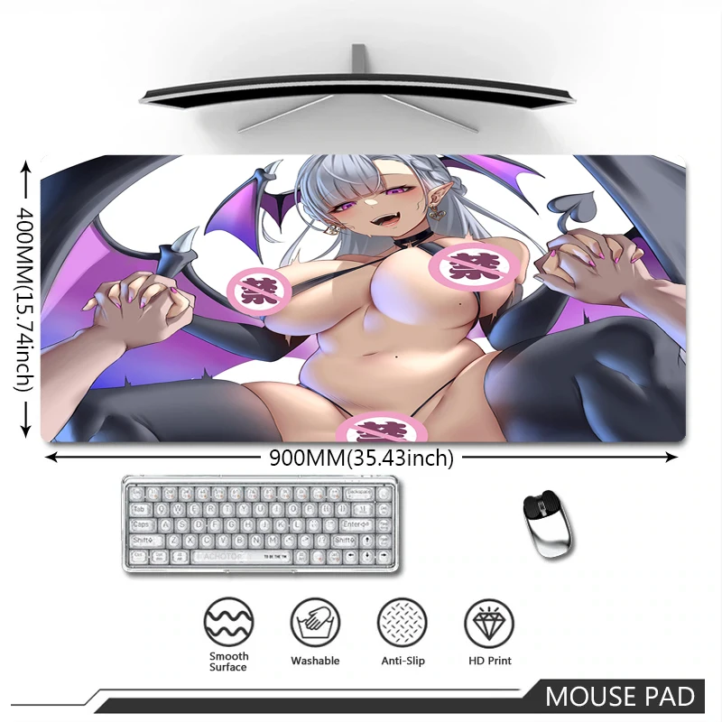 thumbnail image 1 of Alfombrilla de ratón sexy para chicas desnudas, alfombrilla de ratón de anime para chicas, alfombrilla de teclado Hentai que no se dobla con patrón de pecho, alfombrilla de ordenador amarilla, alfombr, 1 of 5