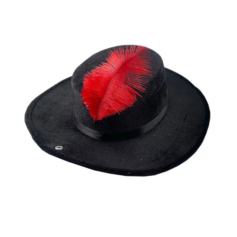 Gentleman Men Fedora Hat for Winter Autumn Elegant Adult Felt Church Jazzs Hat with Feather Decors Taking Photo