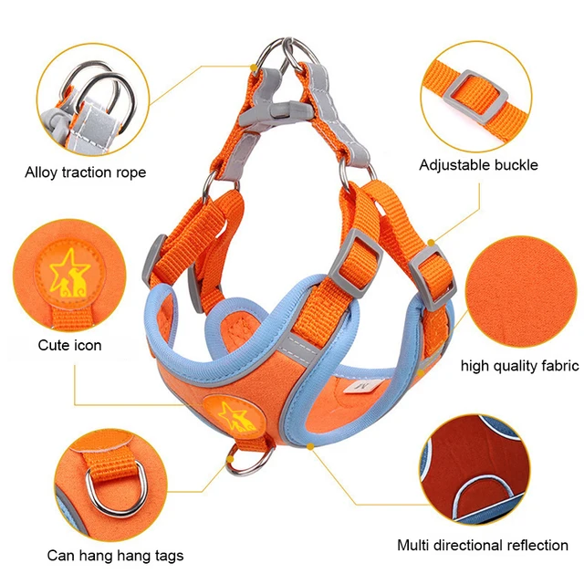 Small Medium Dogs Harness Vest Walking Traction Rope Reflective Straps, Soft Mesh Harness Breathable Pet Supplies 5