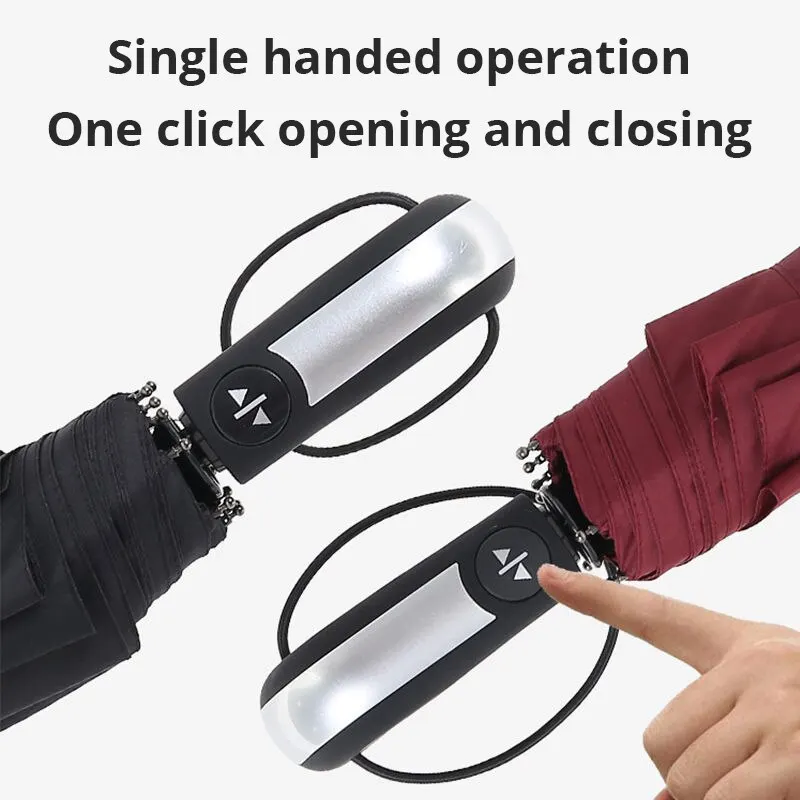 Folding Umbrella 1PC Ten Bone Automatic Black Glue Reinforcement And Thickening For Sun And Rain Protection