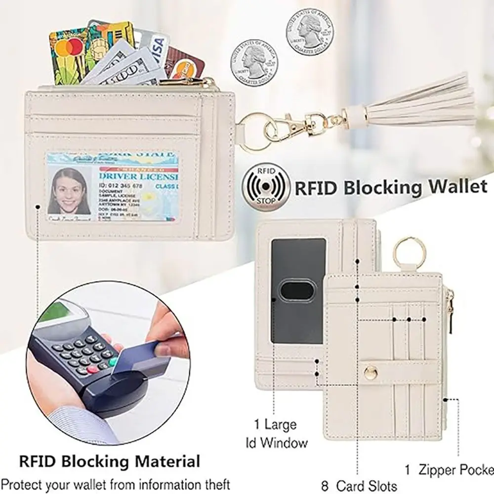 Fashion Ultra-thin Wristlet Wallets Detachable PU Leather Credit Card Holder Multi-functional Card Case