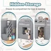 Children Beds, Twin Size Low Loft Bed with Playhouse Loft Bed Frame with Drawer, Stairs and Safety Guardrail for Teens 5