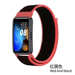 Nylon Loop Adjustable Sport Strap - Huawei band 8 (Red and black)