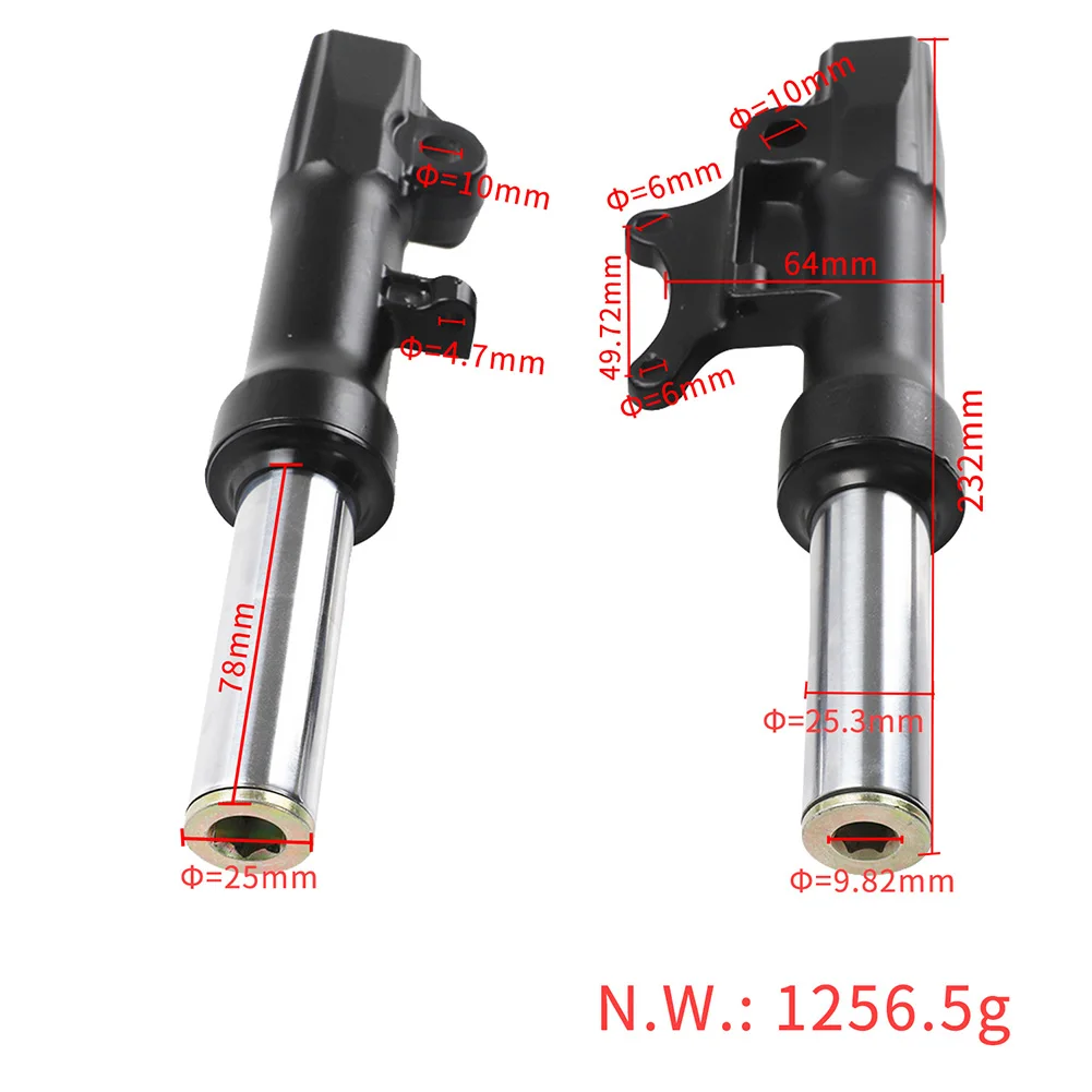 

Electric Scooter Shock Absorber 10 Inch 232*25.3mm Black Front Wheel Retrofit High Strength Stainless Steel High Performance