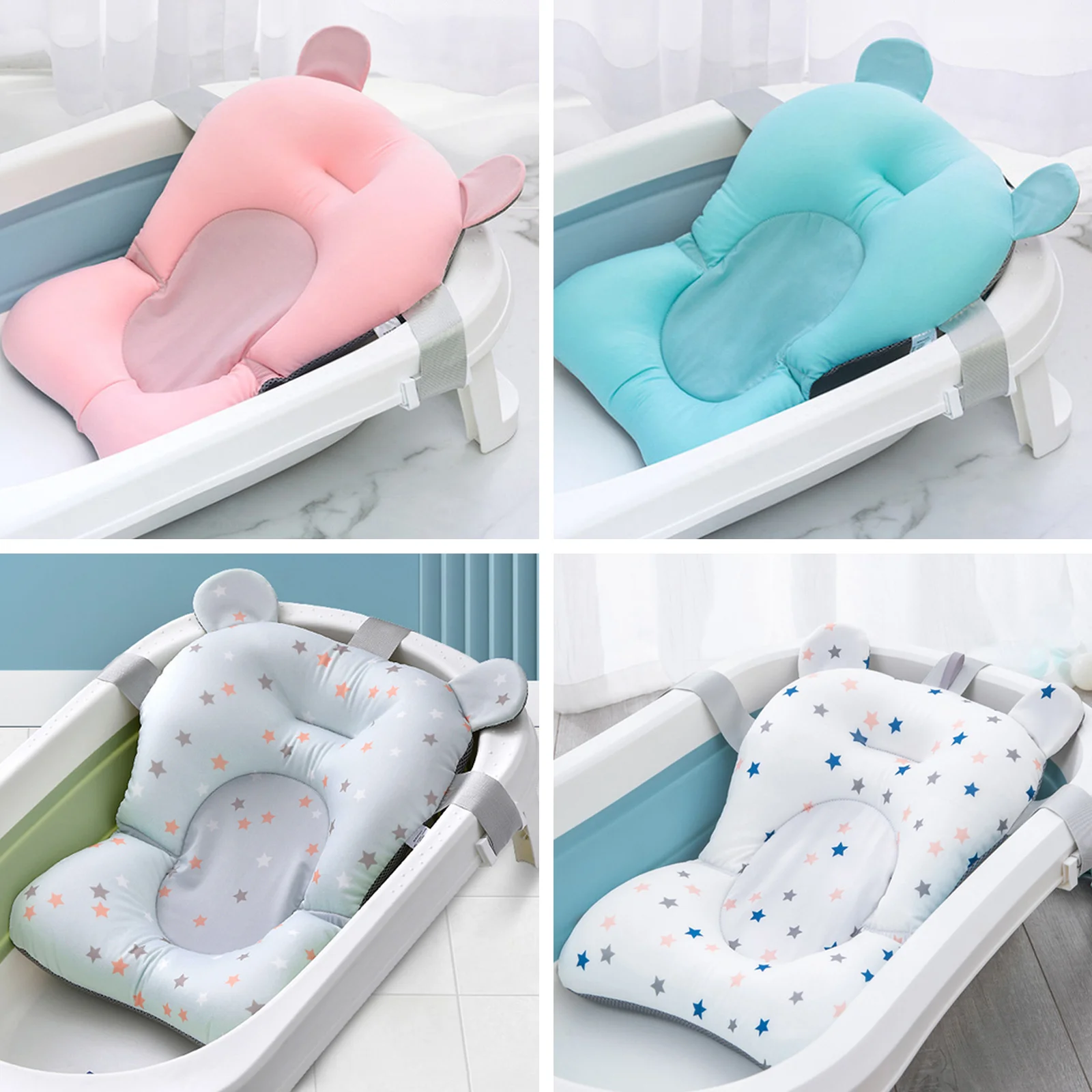 Universal Baby Bath Pad Floating Non-slip Infant Bath Tub Cushion Pillow Support Seat for Newborn Boys Girls 0-12 Months baby bath support pad baby bath seat baby bath tool
