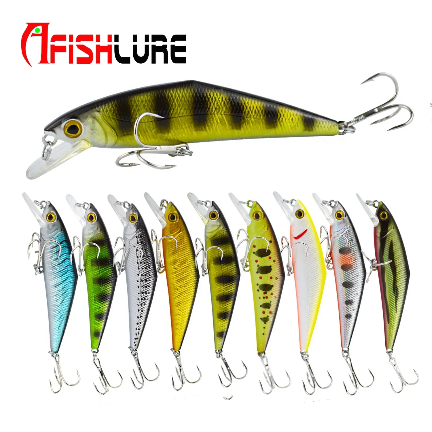 Afishlure Minnow 하드 미끼 85mm/15g 낚시 미끼 싱킹 Trebke 후크 Swimbait 하드 루어 D Contact Minnow Wobblers