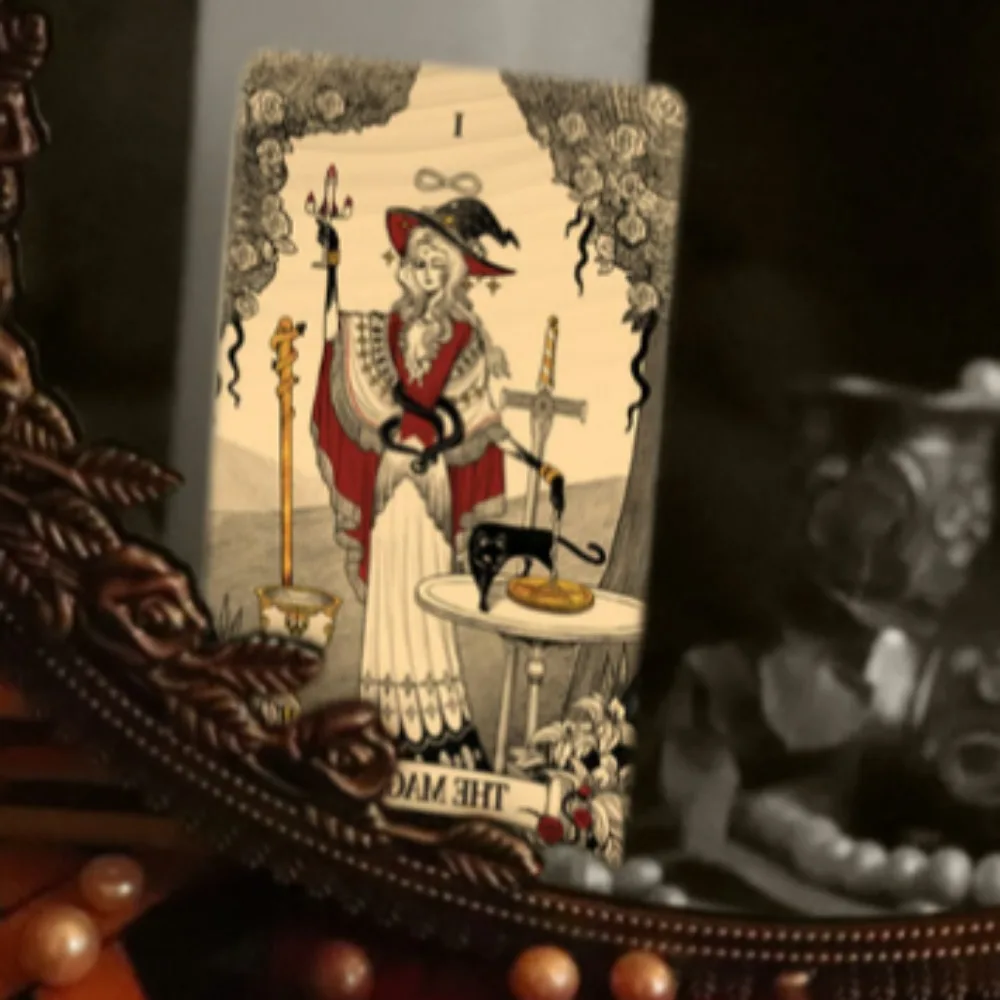 Secret Mirror Tarot 12*7cm Feminine Art Tarot In Rich Symbolism with Monochrome Realm:Black, White, Red, Gold- with Guidebook 6