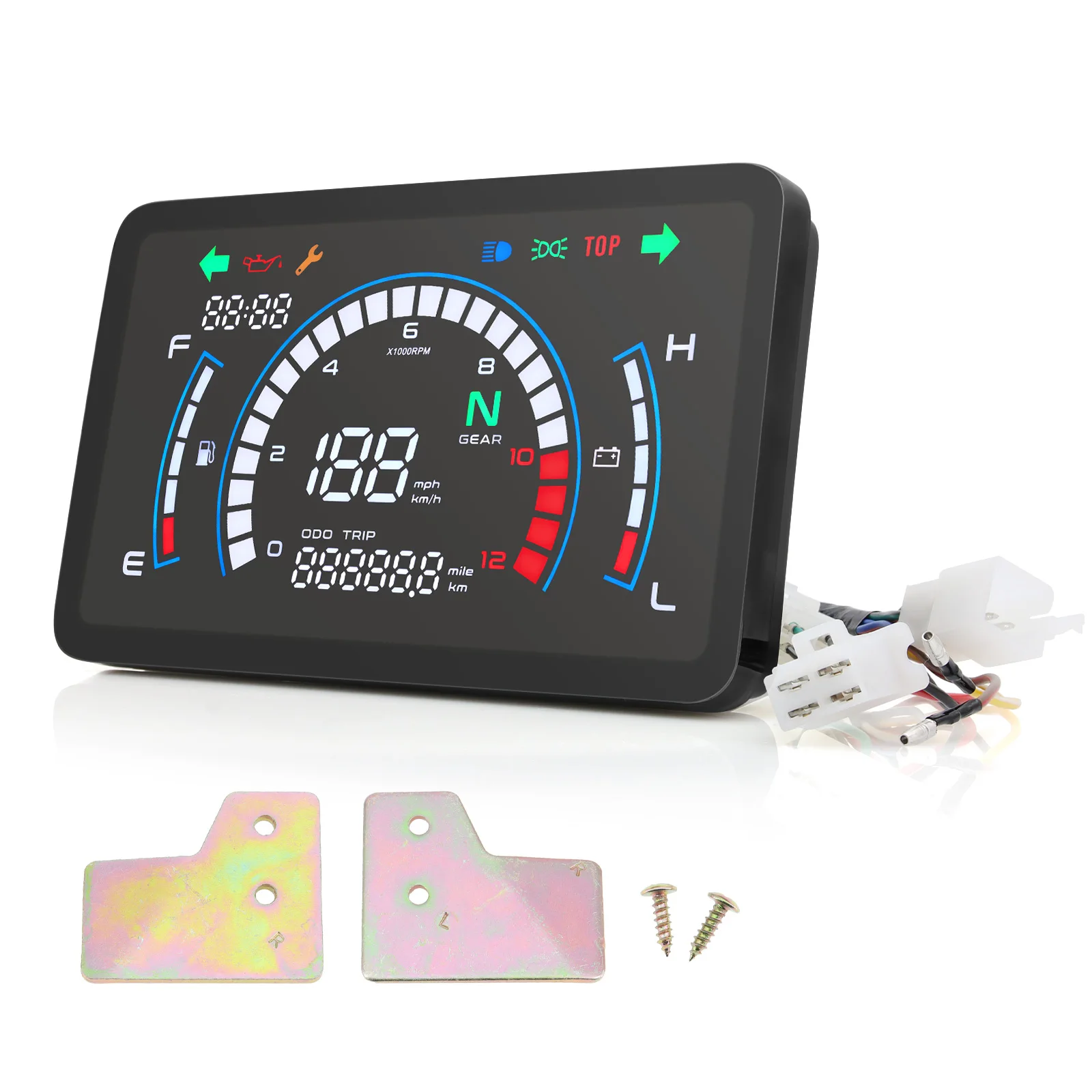 Motorcycle Digital Speedometer Voltage Fuel Gauge Motorbike Dashboard Full Digit