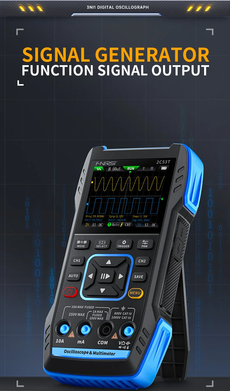2C53T Three In One Oscilloscope Handheld Multimeter Signal Generator 50mHz Bandw