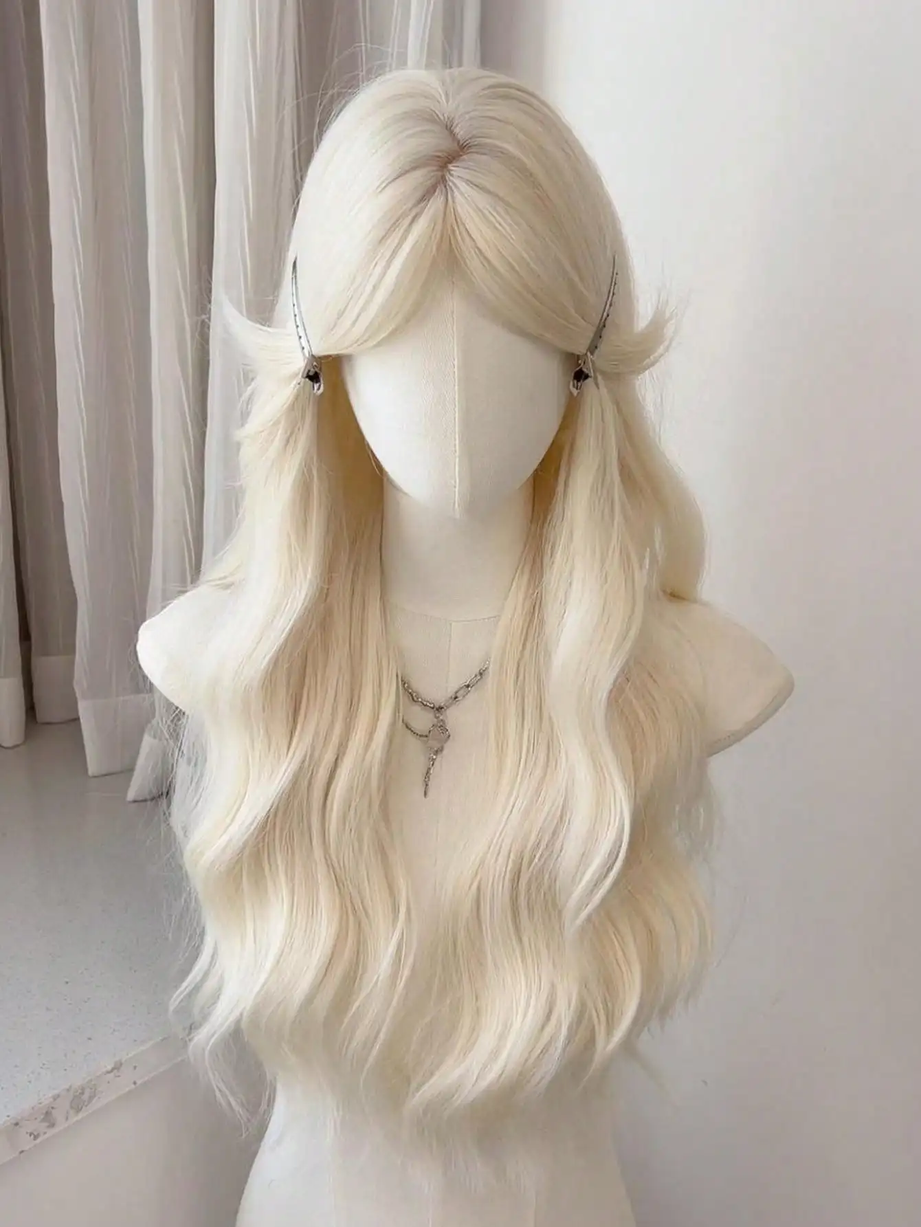 Brown Blonde Synthetic Wig for Women with Long Water Wave Hair