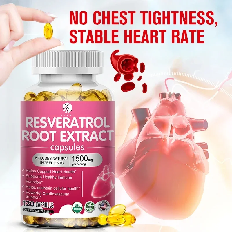 Resveratrol 1500mg Supplement-Antioxidant, Anti-Aging, Skin Radiance, Heart, Cardiovascular, Immune, Metabolism