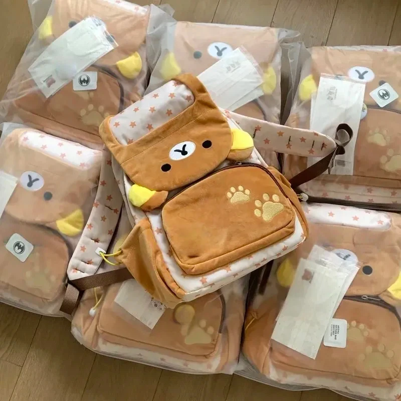 Cute Japanese Rilakkuma Plush Doll Clamshell Backpack Large Capacity School Bag Storage Bag Anime Jk Couple Backpack Gift 3