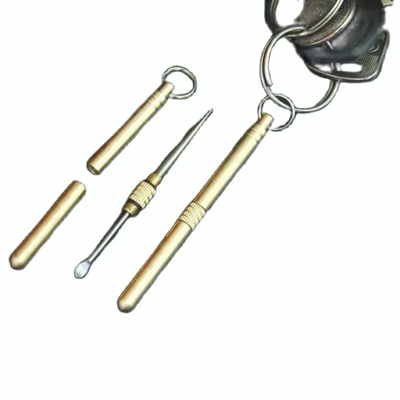 Toothpick Set Fruit Fork Toothpicks Set Retractable Toothpick Portable Titanium Toothpick Bottle Ear Wax Cleaner 2-End Outdoor Tools EDC Fruit Fork Toothpick Tube Durable Floss