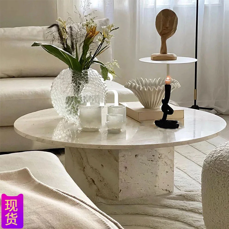 

Personalized and creative circular tea table, minimalist marble coffee table