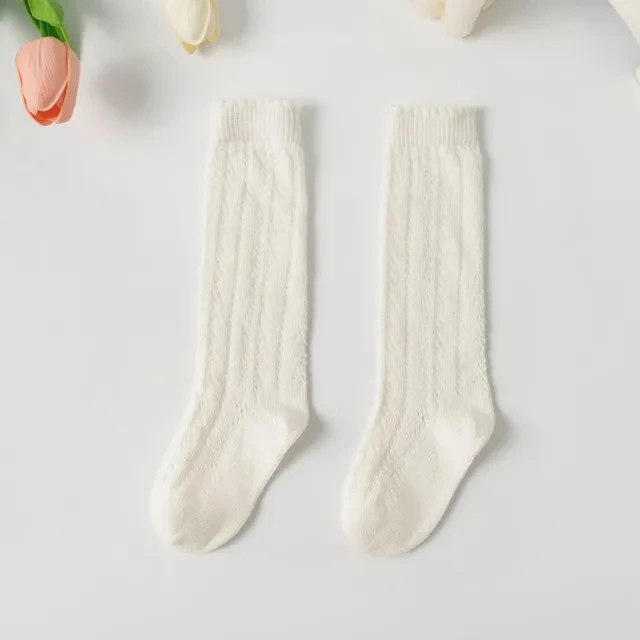 남아 여아 여름 긴 양말, 무릎 높이 메쉬 얇은 양말, 중공 소프트 코튼, 0-5 세 양말