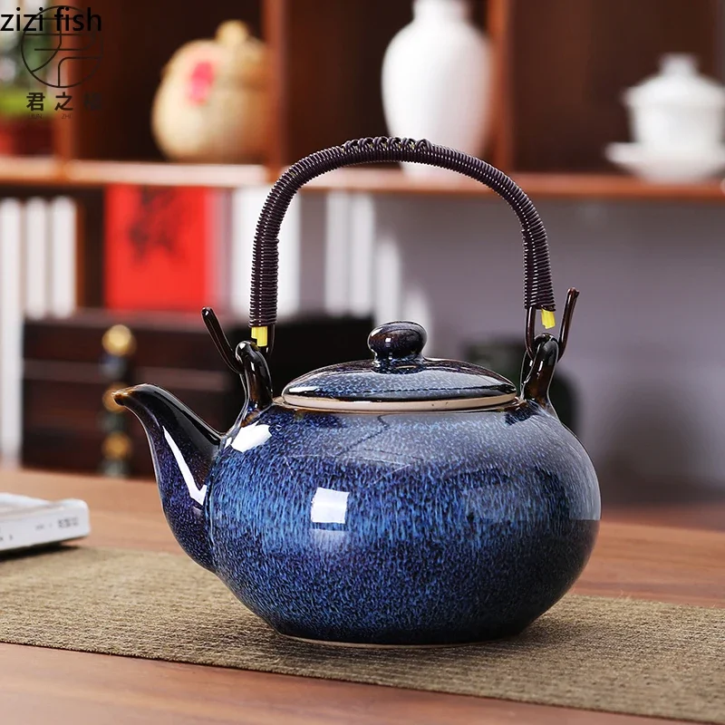 Théière en céramique à faisceau de levage de grande capacité, bouilloire à thé, infuseur à thé avec filtre, ustensiles de brassage créatifs pour la maison, pots simples 1