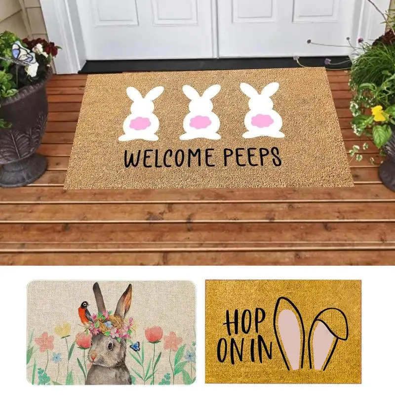 

Пасхальный коврик в виде кролика, Придверный коврик, для пасхи, благодарения, фотоальбом, Нескользящие весенние Придверные коврики, домашний декор, коврик для входной двери