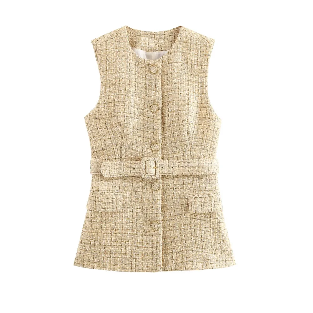 トップス BORDERS at BALCONY TWEED LONG VEST 36 S9273dfc8107747a99dcbf08e2a0d3