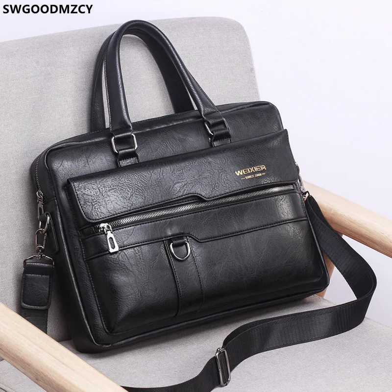 Leather Luxury Briefcases For Men Designer Work Business Tote Bolsas Black Handbag  Shoulder Lawyer Square A4 Side Crossbody Bag - AliExpress