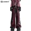 LUZHEN Faux Leather Pants Metal Rivet Patchwork Design Personalized Trendy High Street Straight Casual Pant Original Male LZ5195