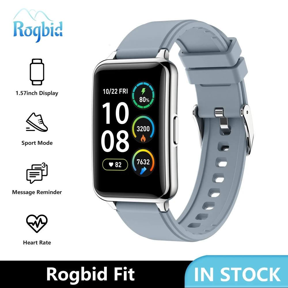Rogbid Fit IP68 Waterproof Smart Watch Men 1.57 TFT Full Touch Screen Heart Rate Blood Oxygen Monitor Sports Smartwatch Women