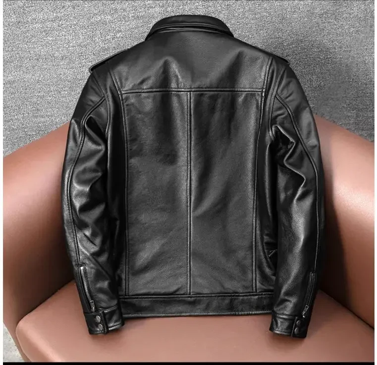 Description Picture 6 of item.Brand New Classic M65 Man cowhide Jacket,genuine Leather hunting coat.Vintage leather clothes.plus size,quality