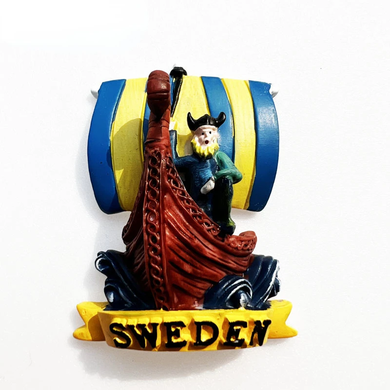 

Sweden Fridge Magnets Viking Pirate Sailboat Stockholm Tourist Souvenirs Fridge Stickers Home Decoration Wedding Gifts