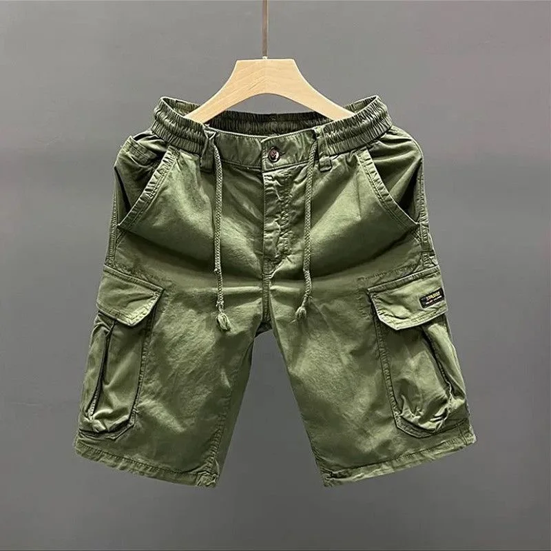Men's Straight Leg Workwear Shorts Summer Casual Loose Fit Five Pocket Mid-Thigh Length Outerwear Polyester Cotton Blend - 2