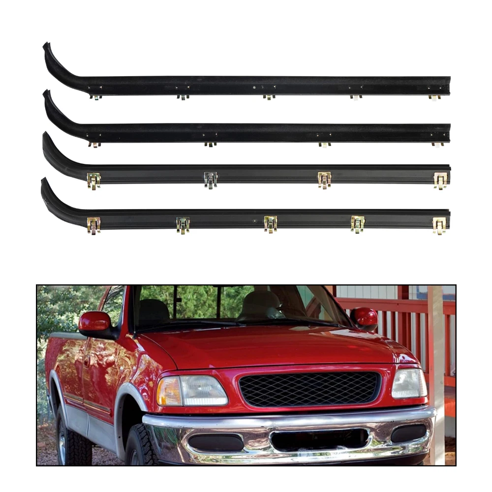 E7TZ1521452A E7TZ1521453A 4PCS Door Window Seal Belt Weather Strip Weatherstrip Kit For Ford 1987-1997 F150 F250 F350 Black images - 6