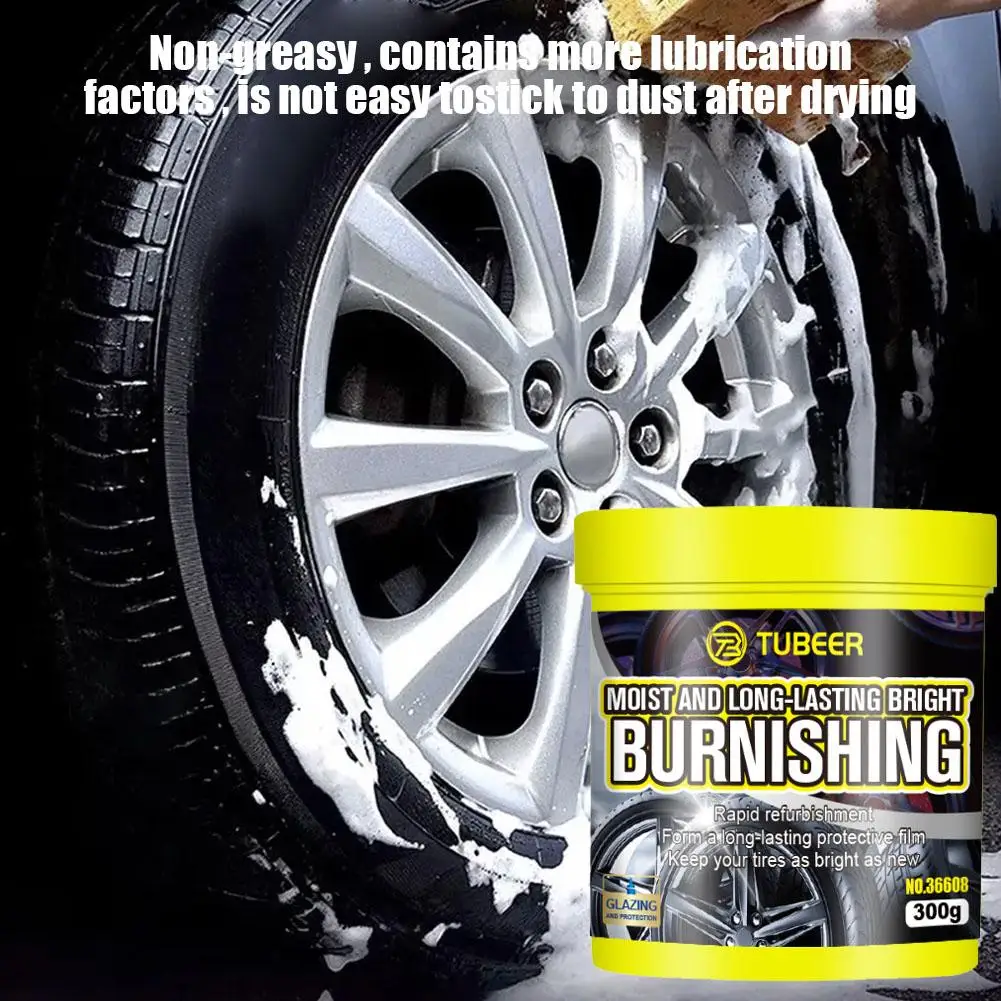 300g Car Tire Gloss Wax Tire Polishing Cleaner Paste For Added Black Brightening Polishing Maintenance Supplies