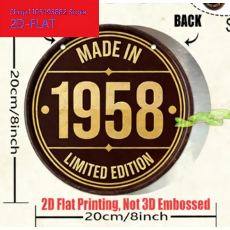 2D 평면, 1개 레트로 빈티지 1940-1959 나무 간판 - 인조 나무 원형 벽 장식