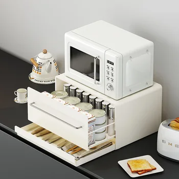 ชั้นวางไมโครเวฟในครัว ชั้นวางเครื่องชงกาแฟ กล่องเก็บของบนโต๊ะ ลิ้นชัก 1