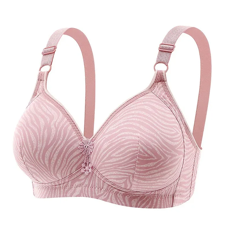 

New Striped Creative Back Three Row Buckle Women's Push-up Thin Underwire Bra Anti-sag Stable Non-run Cup Bra