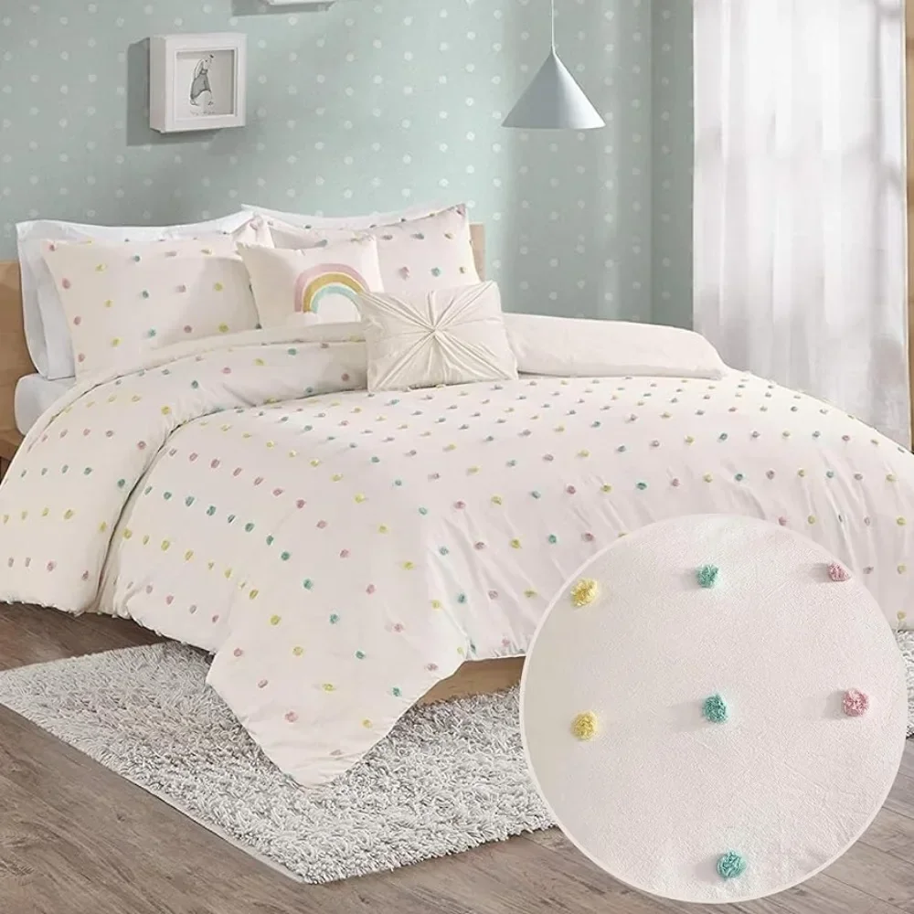 

Хлопковые жаккардовые разноцветные комплекты одеял, пуховые элегантные всесезонные постельные принадлежности для девушек, для спальни, полный/Королевский, 5 шт.