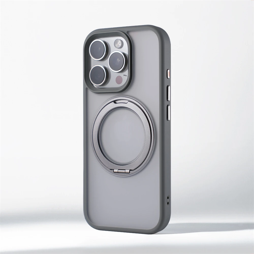 Magnetic Bumper Case with 360° Rotation Metal Ring Holder - Shockproof and Magsafe-Compatible Cover