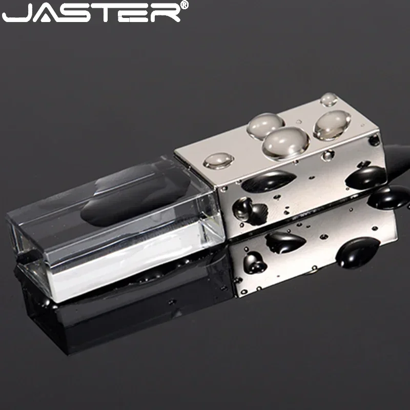 Jaster-waterproof Usb Flash Drives Pendrive Cristal Elegante Pen Drive Prova de Água Logotipo Livre Presente 4gb 16gb 32gb 64gb Mais de 10 Pcs - Imagem 4
