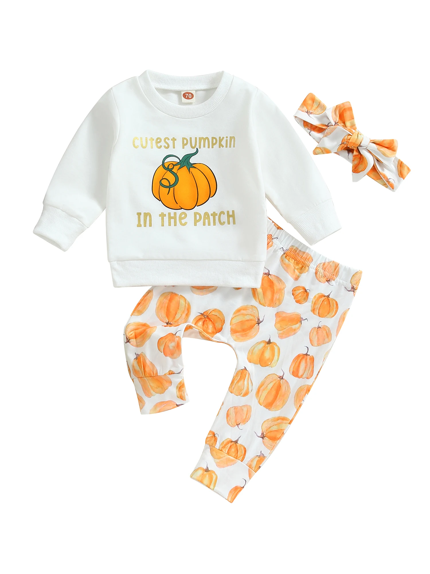 

Cute Little Monster Halloween Costume Infant Toddler Baby Boy Girl Outfit Pumpkin Long Sleeve Romper Pants Set