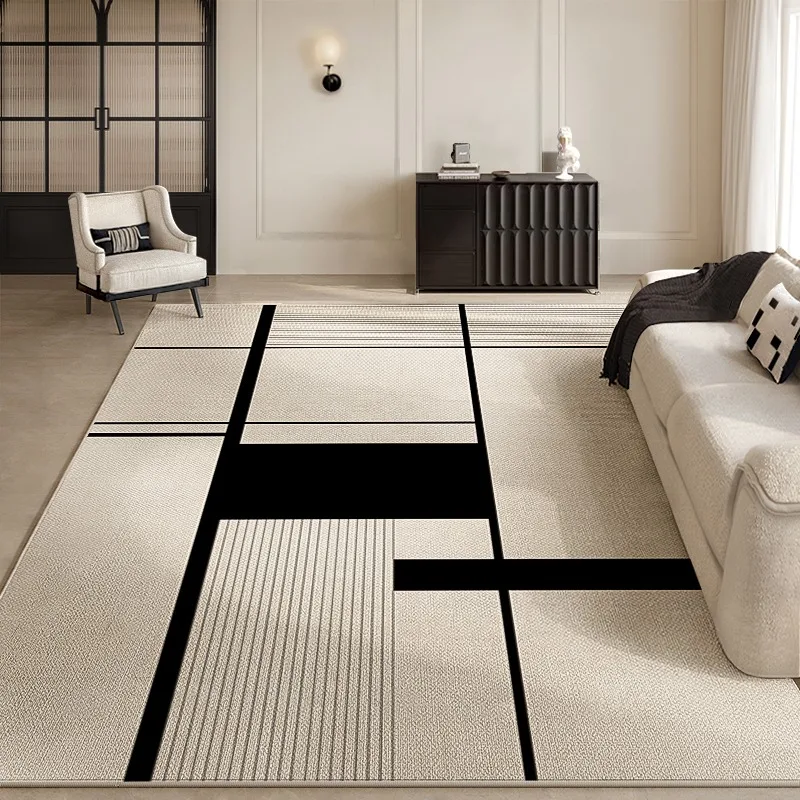 Black White Geometric Living Room Decorative Carpet Modern Minimalist Bedroom Carpets Line Art Study Room Rug Easy To Care Rugs 2