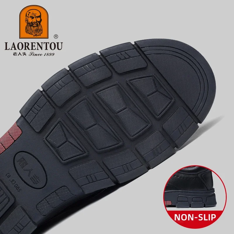 Cowhide breathable business casual leather shoes thick soles wear-resistant round toe
