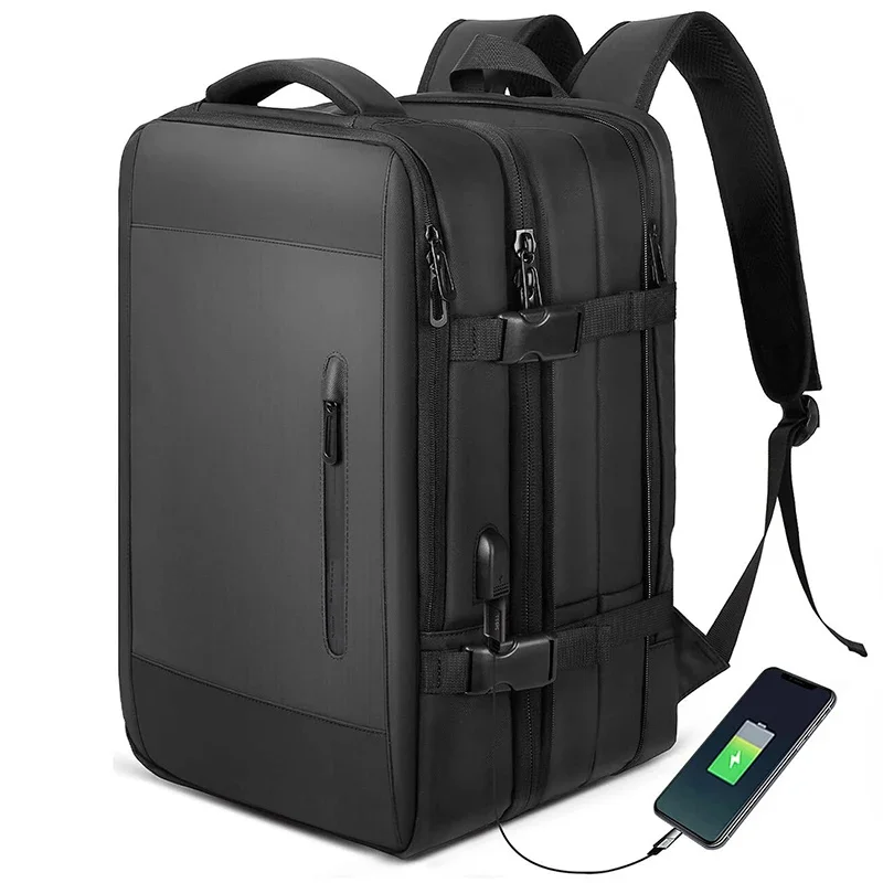 Mochila de viaje expandible para hombre, de 17 pulgadas, para ordenador portátil, de negocios, con carga USB, resistente al agua, de gran capacidad, para equipaje escolar XA 334C