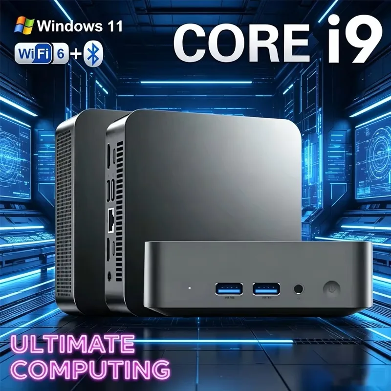 공간 절약형 미니 데스크탑 PC, 2026년 신제품, 코어 I9 8950HK, 윈도우11, WiFi 6 BT5.2, 다양한 사무 환경을 위한 선명한 4K HD