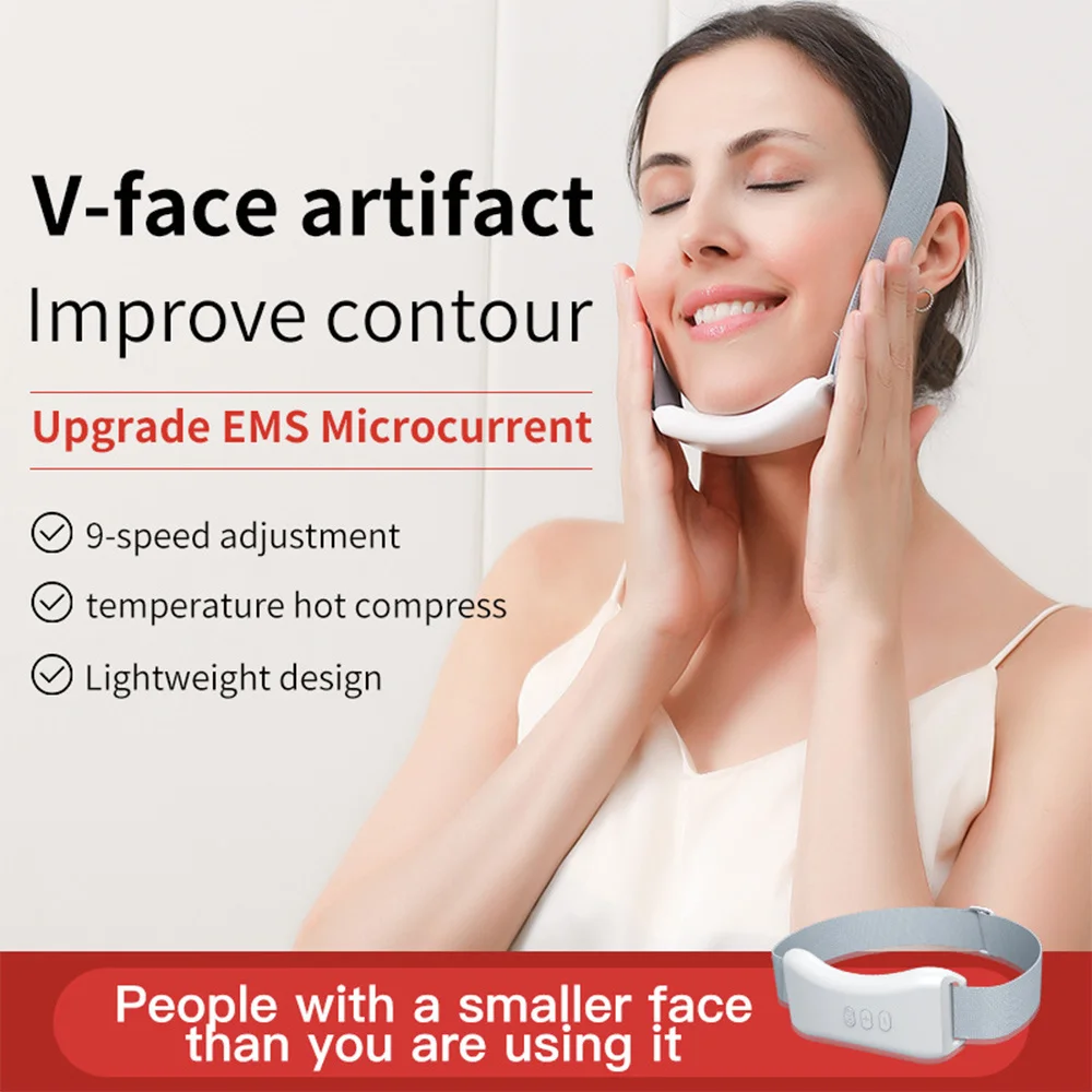 Electric V Face Lifting Massager Ems Microcurrent Beauty Device Vibration Facial Massager for Double Chin Removal V-Line Shaping