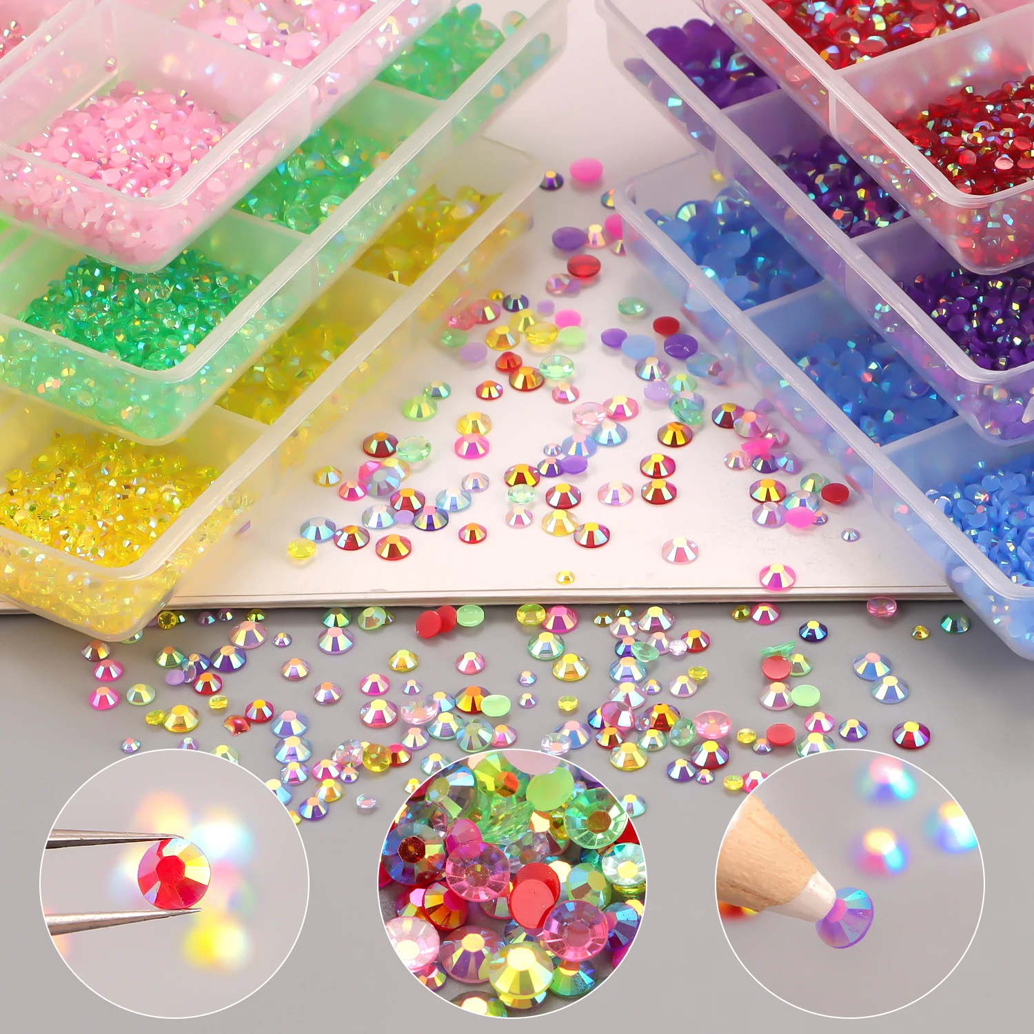 Hotfix Lot De 9 000 Strass Ronds En Verre Therocollant, 3 Tailles, 12