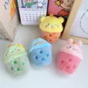Wholesale 40pcs/lot 10cm cartoon animal Dog Rabbit Plush keyring Toys cute Milk Tea Cup Stuffed Pendants keychain Gifts 6