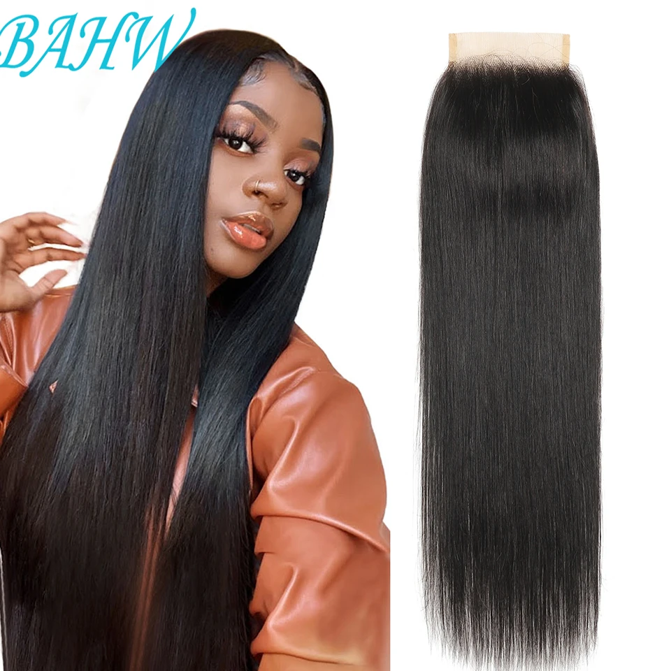 4x4 Lace Closure 100% Human Hair Peruvian Remy Human Hair Straight Lace Closure With Baby Natural Hairline Pre Plucked