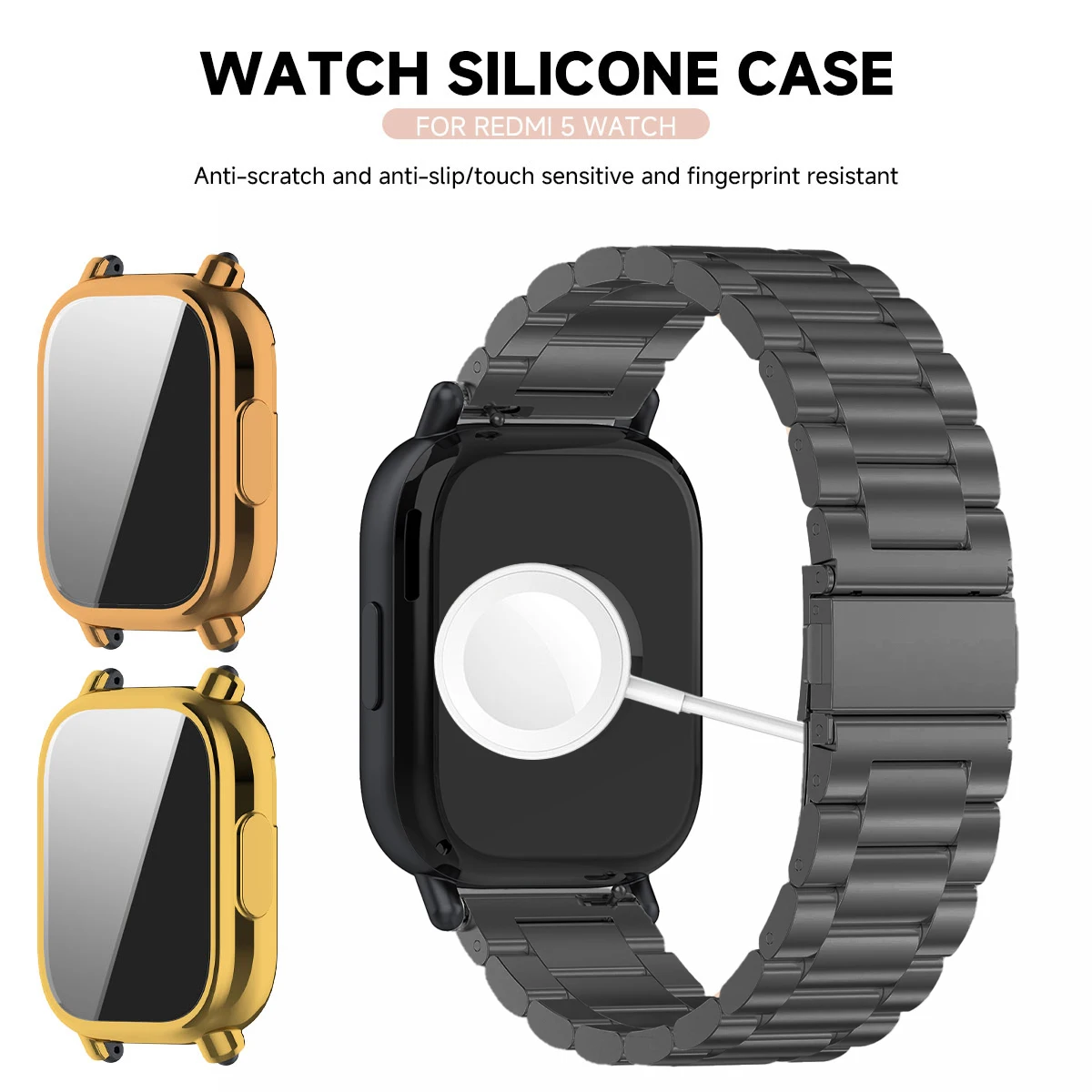 TPU Case+Luxury Metal Strap For Redmi Watch Active Stainless